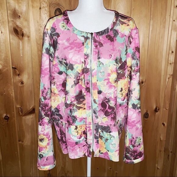 INC International Concepts Jackets & Blazers - I.N.C. Pastel floral full zip dress jacket size 2X